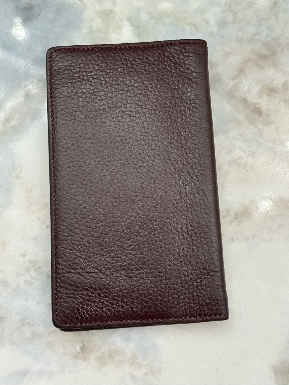 Fabriano Italy Burgundy Pebbled Leather Wallet Organizer